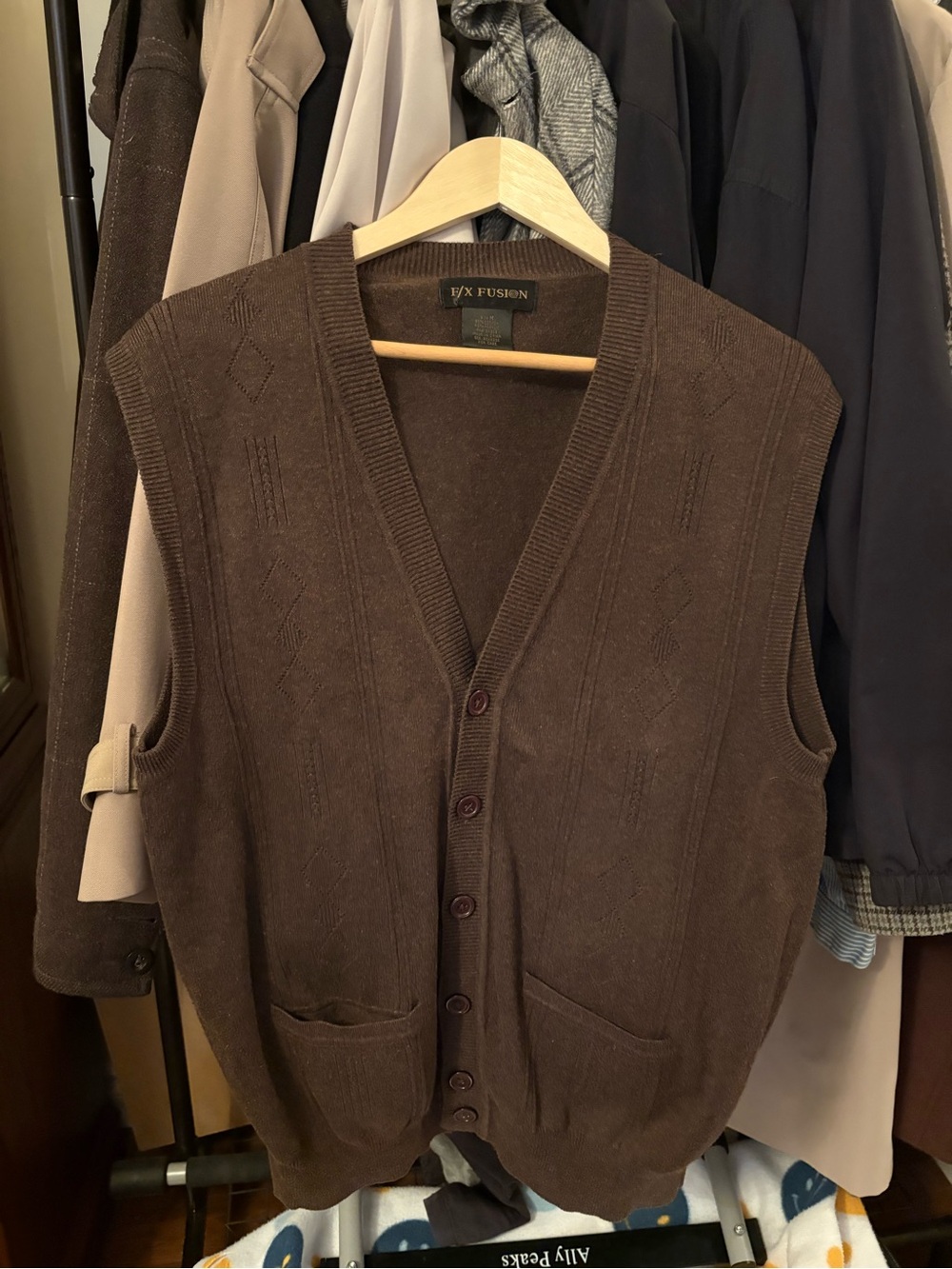 Men's Brown Button-Front Knit Vest
